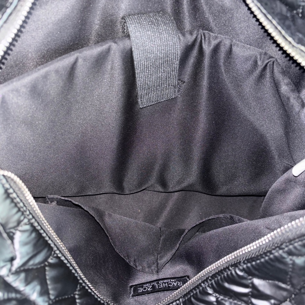 Rachel Zoe quilted black computer/handbag shoulder bag with suitcase loop - Picture 4 of 9